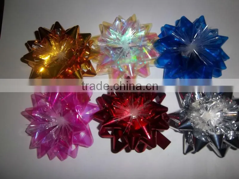silver pp matte Christmas ribbon and bow,bottle neck decorative bows and gift wrapping flower
