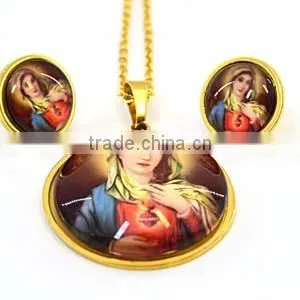 316l stainless steel jewelry pendant necklace Blessed Virgin Mary gold jewelry 18k