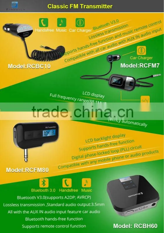 fm transmitter 3.5mm Full frequency, LCD backlight display for cell phone, MP3