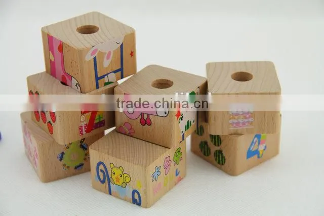 Wooden intelligence building block toys and learning toys for baby