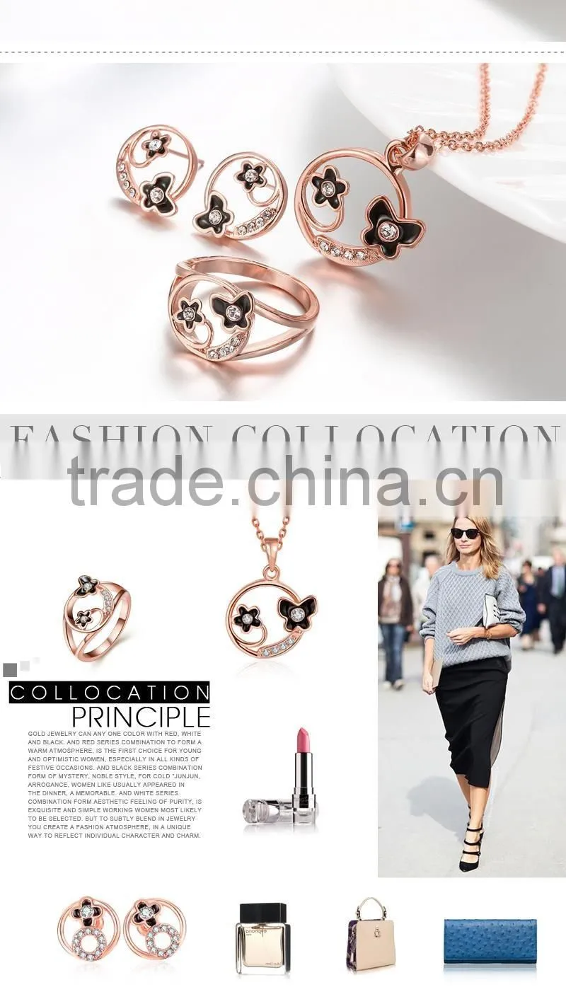 Top sale 18K Gold Plated whole set Jewelry with necklace, ring and earrings