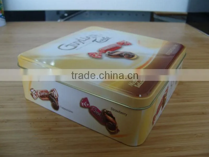 Square chocolate candy tin box