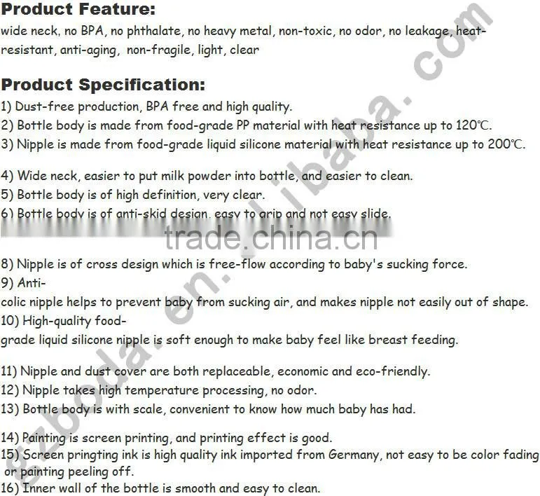 baby product baby bottle BPA free PP plastic milk bottles