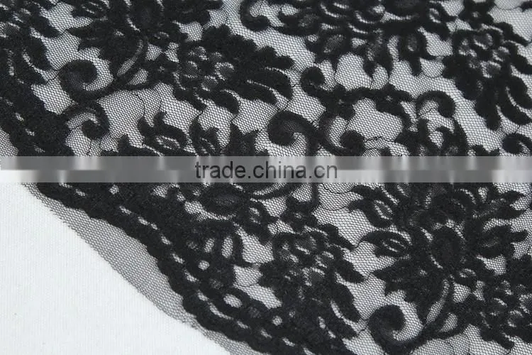 wholesale cheap sexy black 100 poly voile lace embroidered fabric