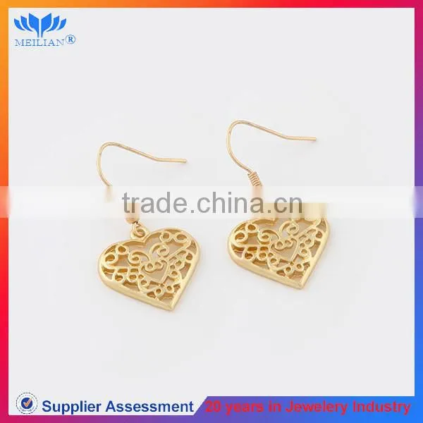 Wholesale gold plating heart drop earrings for women, high quality earring stud