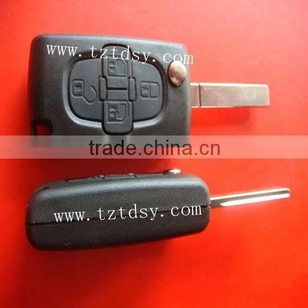 Tongda Hot sale 4 button modified folding smart key case(with groove) for citroen