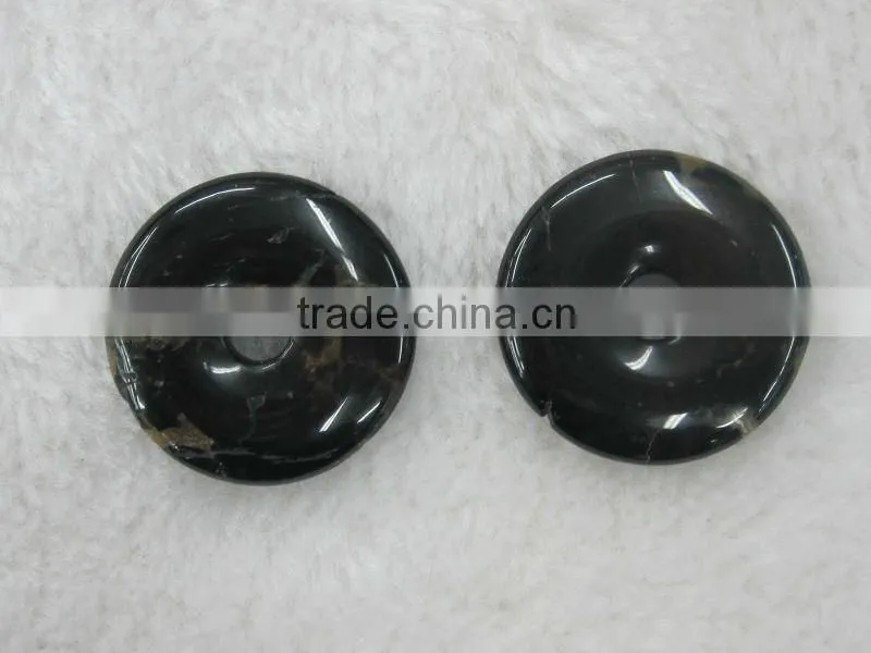 Wholesale natural 15-50mm Black Stone donut gemstone