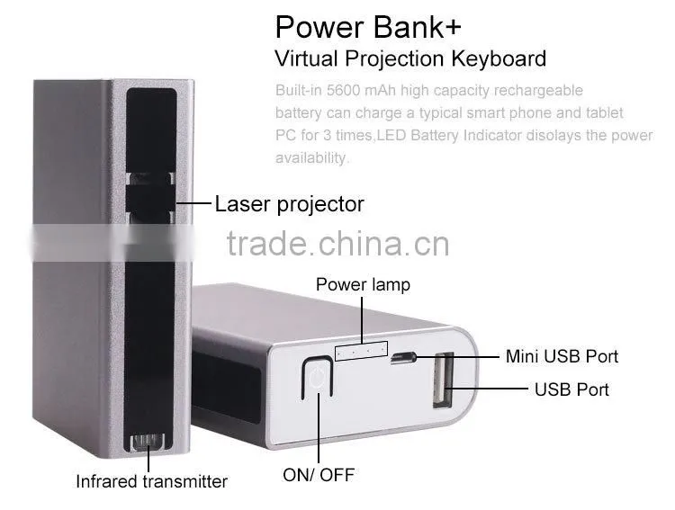 Bestselling Cheap Bluetooth Infrared Laser Virtual Keyboard With 5200mAh Power Bank