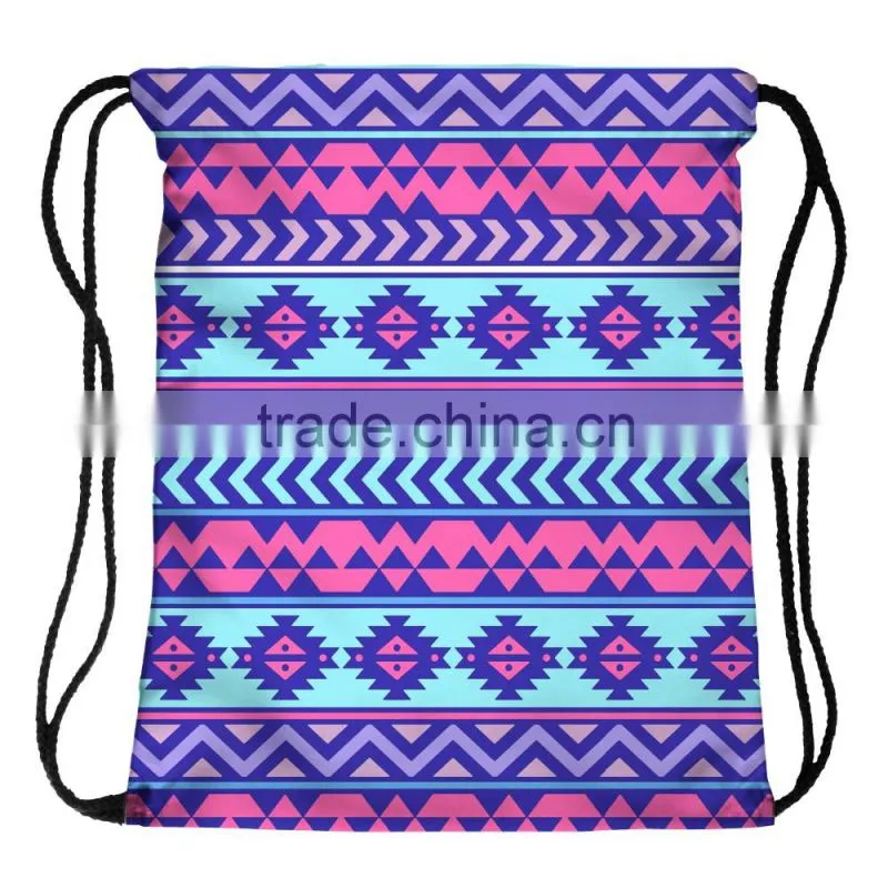 Brand New 3D Print Aztec High Quality Kids Colorful Drawstring Bag