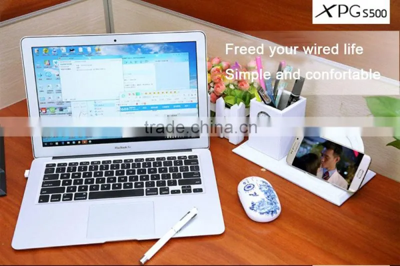 Newest Design Qi Wireless Charger Dock With Pen Vase And Clock For Samsung S6 S7 Edge Fast Charging Pad Holder