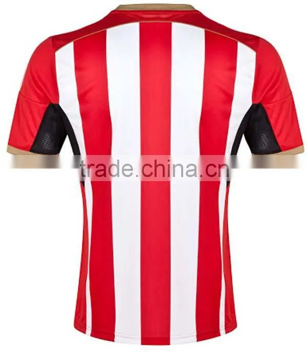 red white striped v ncek soccer jersey
