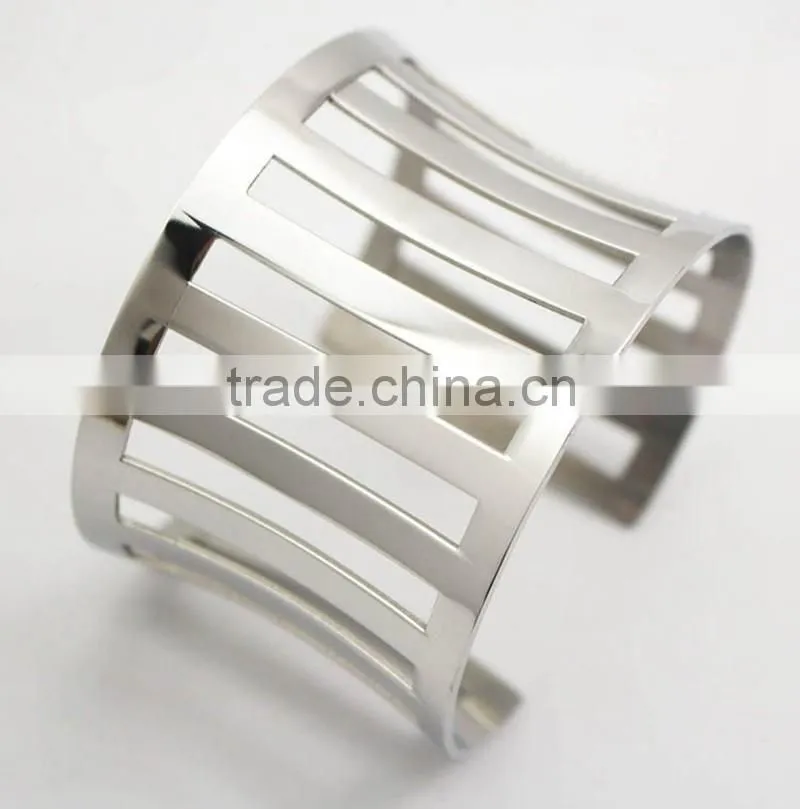 Punk Stainless Steel Cuff Metal Bangle Hollow out Bracelet