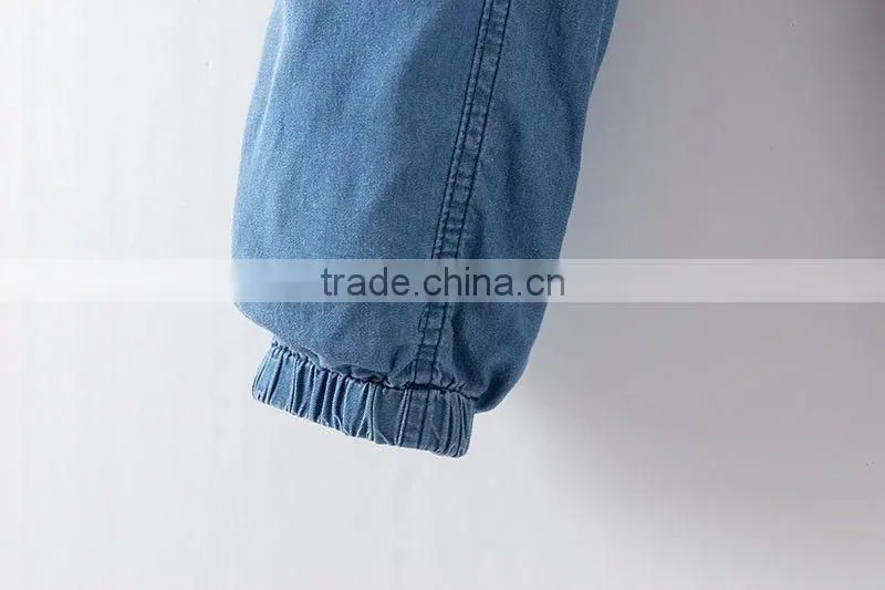 Hot Trendy Women High Waist Pockets Bow Sashes Denim Jeans Harem Pants Trousers