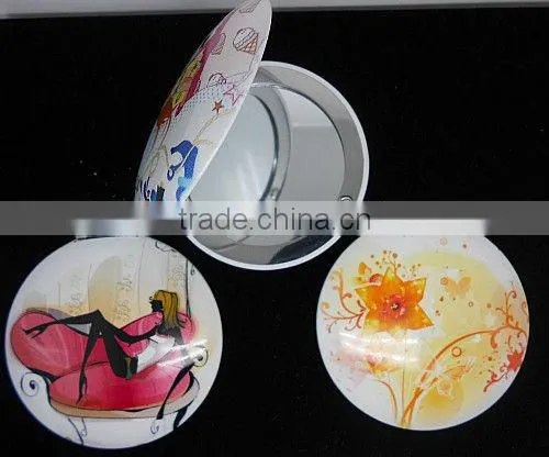 Fancy fashion Magnetic clip makeup mirror &Alminium round cosmetic mirror