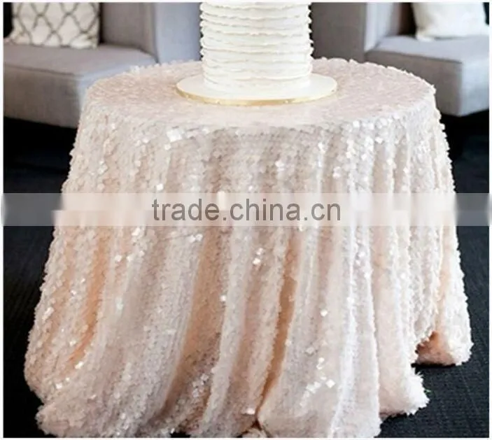wedding blush champagne sequin table cloth