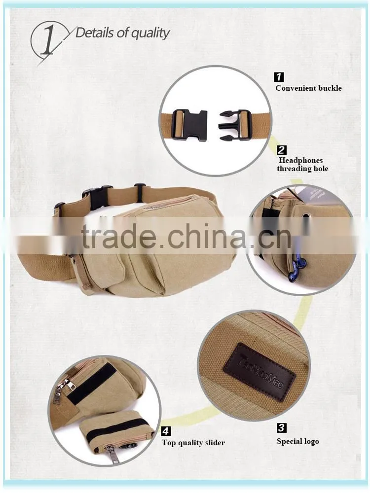 from alibab China factory vintage round canvas bag elegant waist bag