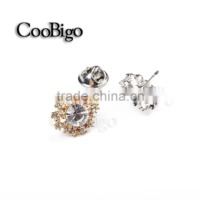 Fashion Jewelry Rhinestone Snowflake Cuff-Link Gold Silver Unisex Chirstmas Party Gift Promotion Apparel Accessories