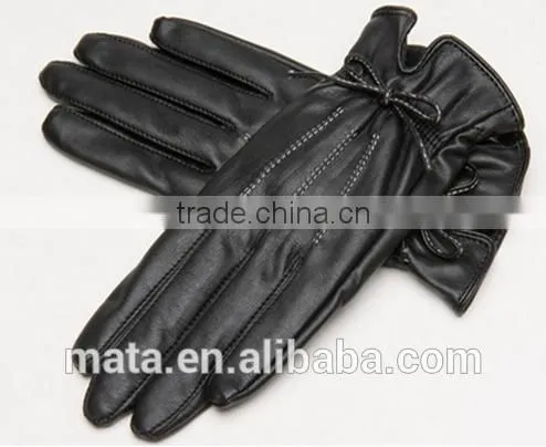 Hot Selling Outdoor Winter Warm PU Leather Touch Screen Gloves For Ladies