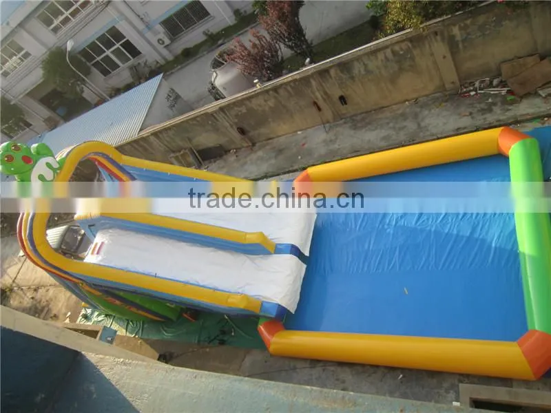 Lanqu water double lane frog inflatable slide for lake