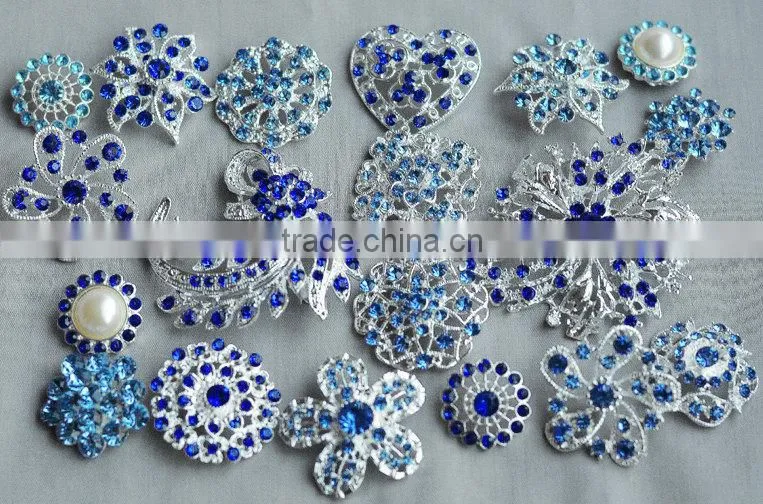 Rhinestone Button Brooch Embellishment Pearl Crystal Wedding Brooch Bouquet Cake Hair Comb Clip Large Assorted Decoration