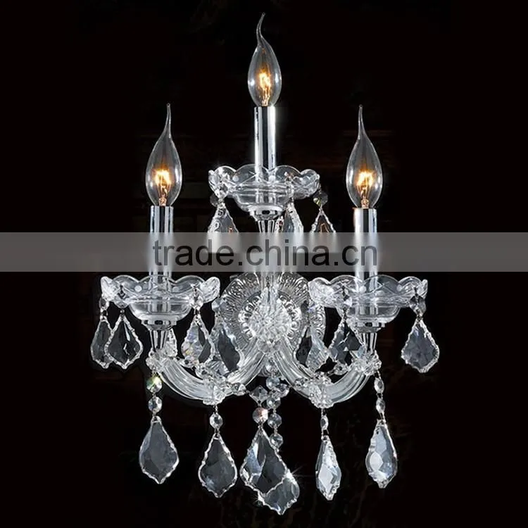Antique Gold Cristal Chandelier Candle Wall Lamp for Wedding Hall Decoration