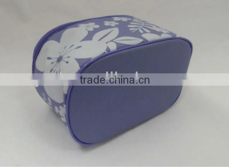 purple microfiber cosmetic case with printed flower style YCD-CS-03
