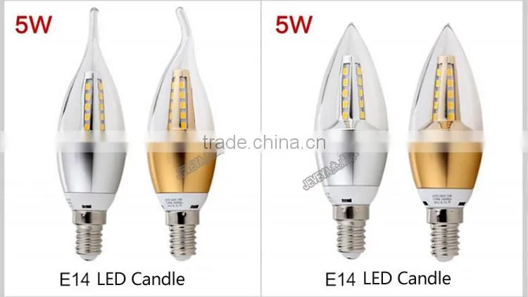 High Brightness Aluminum Alloy 5W LED Bulb Light 220V E14 LED Candle Light