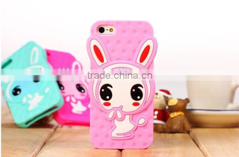 The high quality Dongguan factory manufacture silicone mobile phone cover for Shy Rabbit