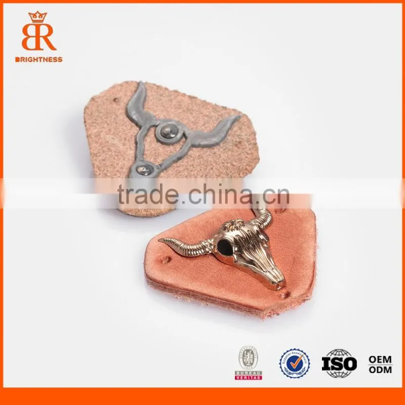 Decorative clothing patches jeans leather patch with metal patch leather bag