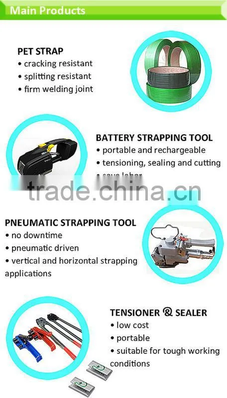 Pneumatic sealless plastic strapping tool
