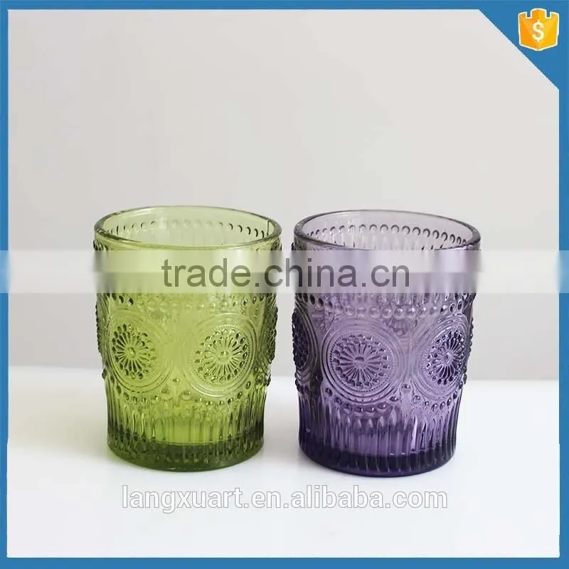 Sunflower pattern colored drinking glass manufacturers china