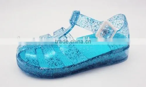 Clear PVC Jelly Sandals with Glitter for Children