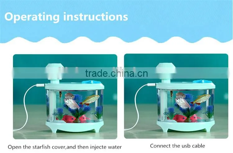 USB personal ultrasonic humidifier cool mist air purifier with led light fish tank function