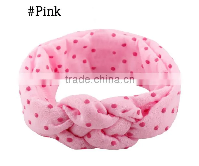 Children's hair European female baby knitting cross hair band cotton elastic headband hand knot of peace
