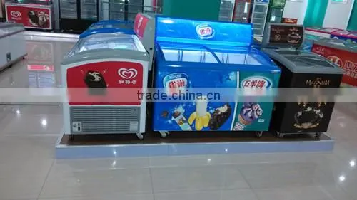 Doule Door Curved Glass Chest Freezer for Ice Cream
