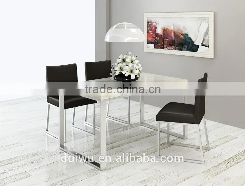 Thickness 20mm natual marble inlay dining metal table