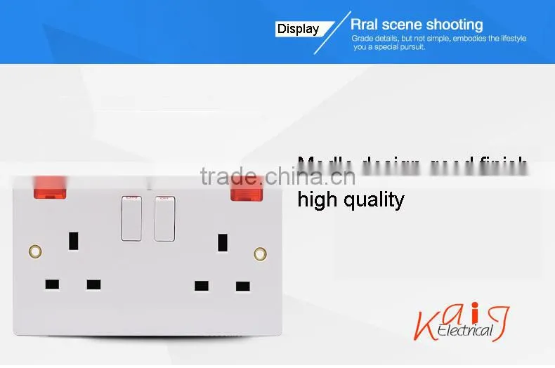 Gold 250V 13amp socket outlet with neon switched socket outlet
