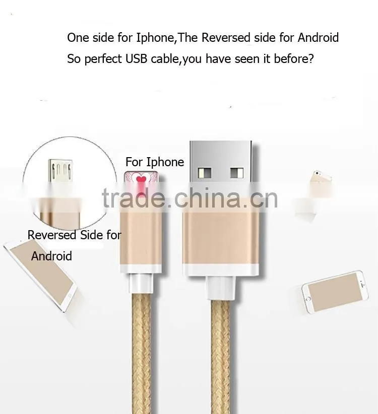 Hot Sale Charging USB Data Cable 2 in 1 Metal Cable