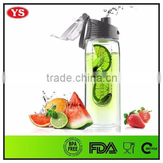 new design food grade plastic drink bottle with fruit infuser 700ml