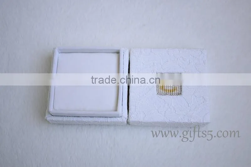 Gorgeous White engagement ring boxes with beaded name plate of C