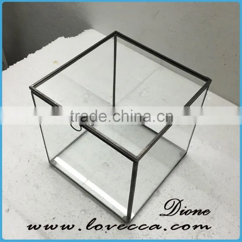 Glass and brass Modern Organizer Container Bin , Typography Office Trinket Tray