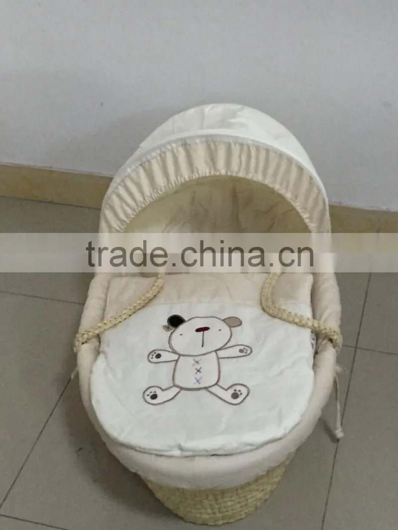 Cream Bear 100% Cotton Moses basket fabric covering