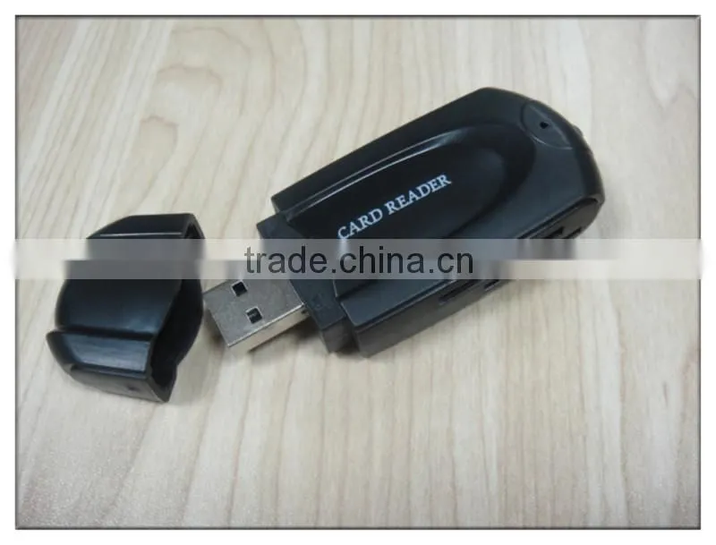 car key shape card reader black plastic usb 2.0 card reader(OS-CR112)