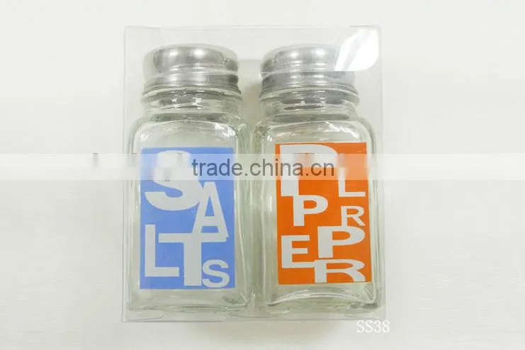 2pcs/set square glass wholesale cruets set in a PVC box