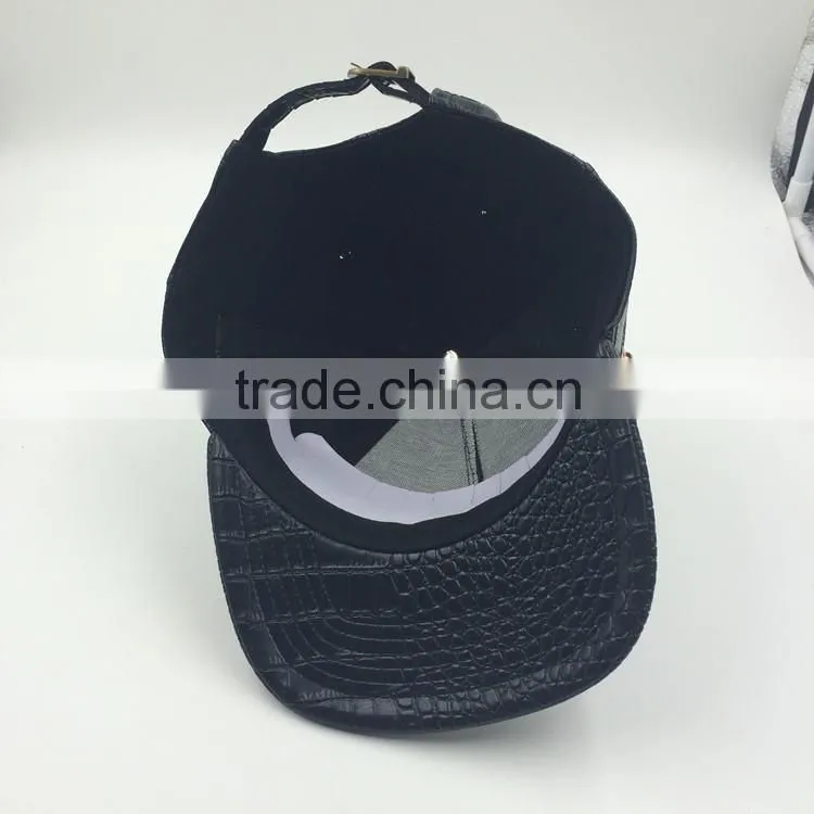 custom metal plate snapback hat with zip on the side panel