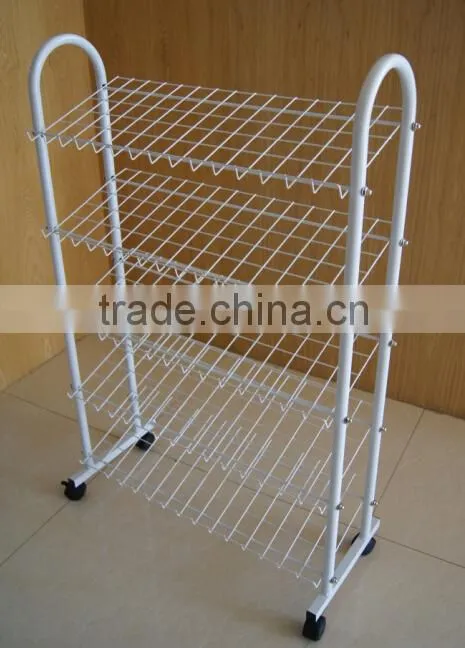 white chrome shoe display stand