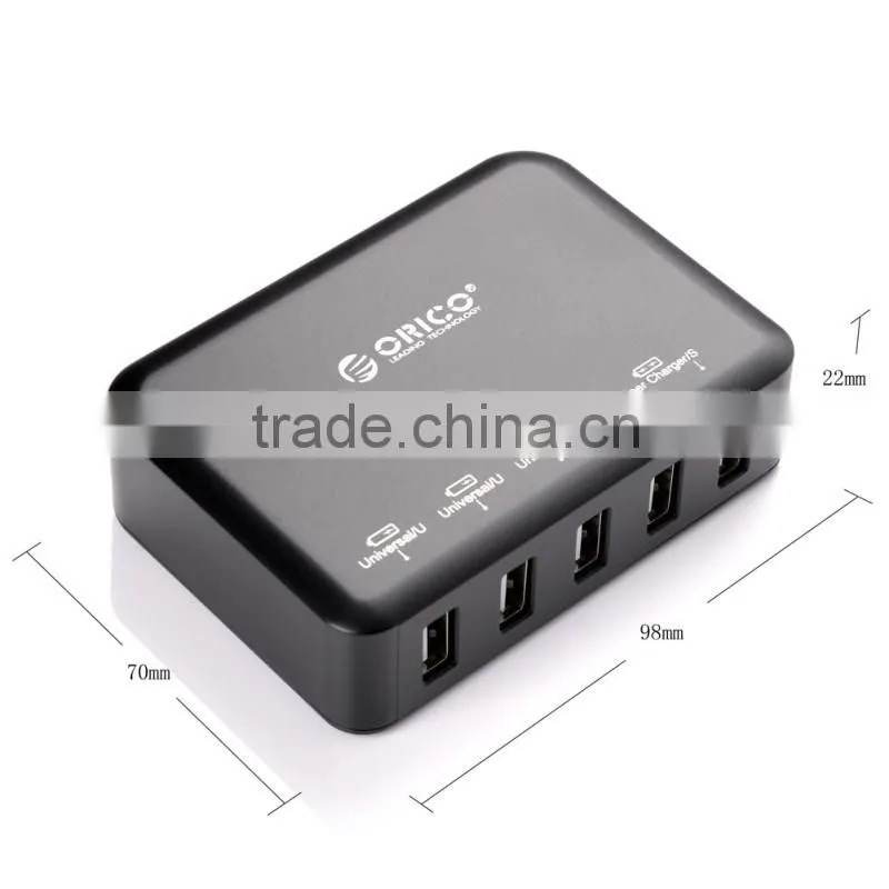 DCAP-5S 50W/5V 10A 5 port turbo usb charger smart 5 port usb charger