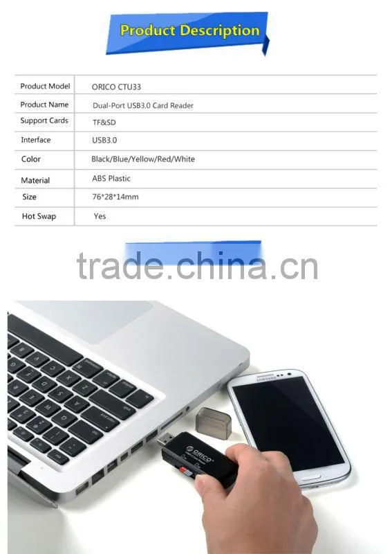 CTU-33 tiny ABS plastic Card Reader with USB 3.0 interface