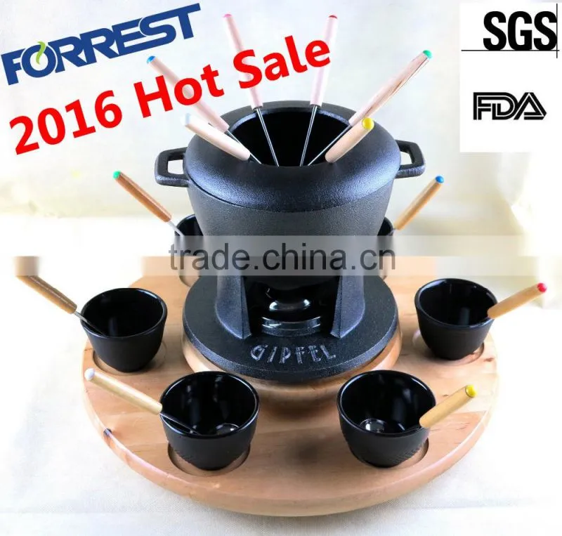 Cast iron preseasoned chocolate fondue set