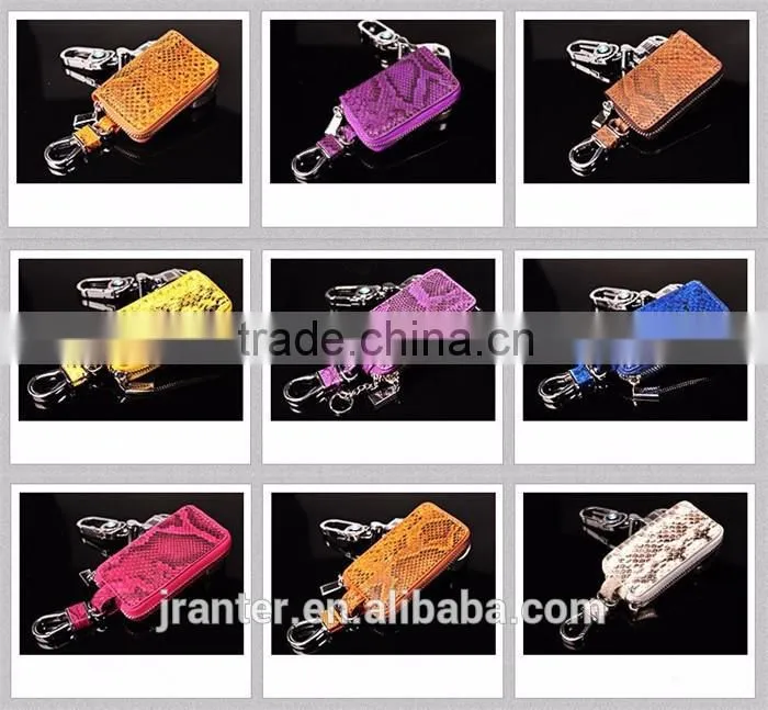 Custom python snakeskin key case for car,smart leather car key case